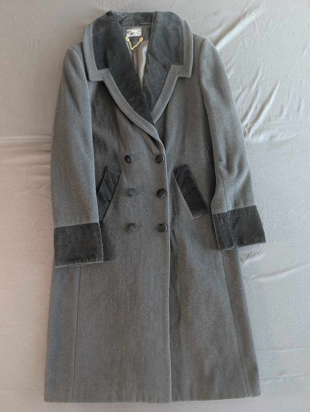 Vintage Creation Monty's Paris Double-Breasted Women's Wool Coat - Black